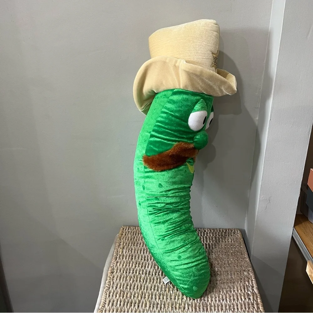 Veggietales Bootleg Large Plush “Sheriff Dill Pickle” Green SixFlags Larry 31”‎